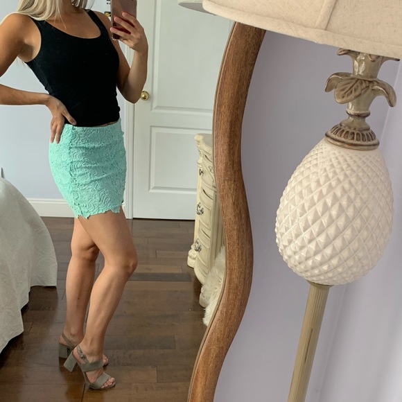3 FOR $35 - H&M Turquoise Lace Overlay Mini… - Picture 2 of 8